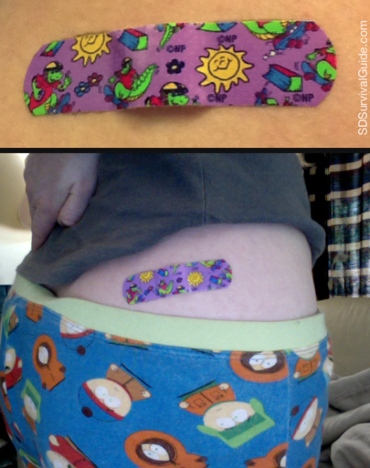 I think they gave me this purple dinosaur band-aid for being a big baby. Also note how it is very much not on my butt.