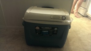 I don't know why I took a picture of my cooler before my trip, but I'm glad I did because this thing is the most badass motherfucking cooler and you need to know about it. I had the last cold beer in Mexico.